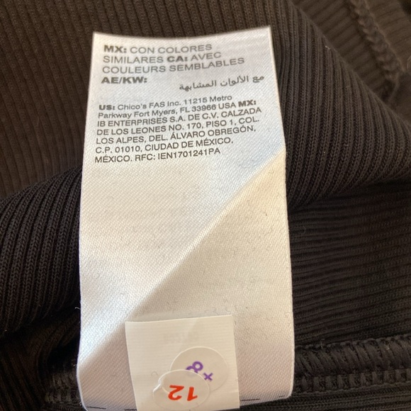 NWT Chico’s Black Cotton Modal Rib Tee SS Basic Knit Size 2 US Large - Picture 11 of 11